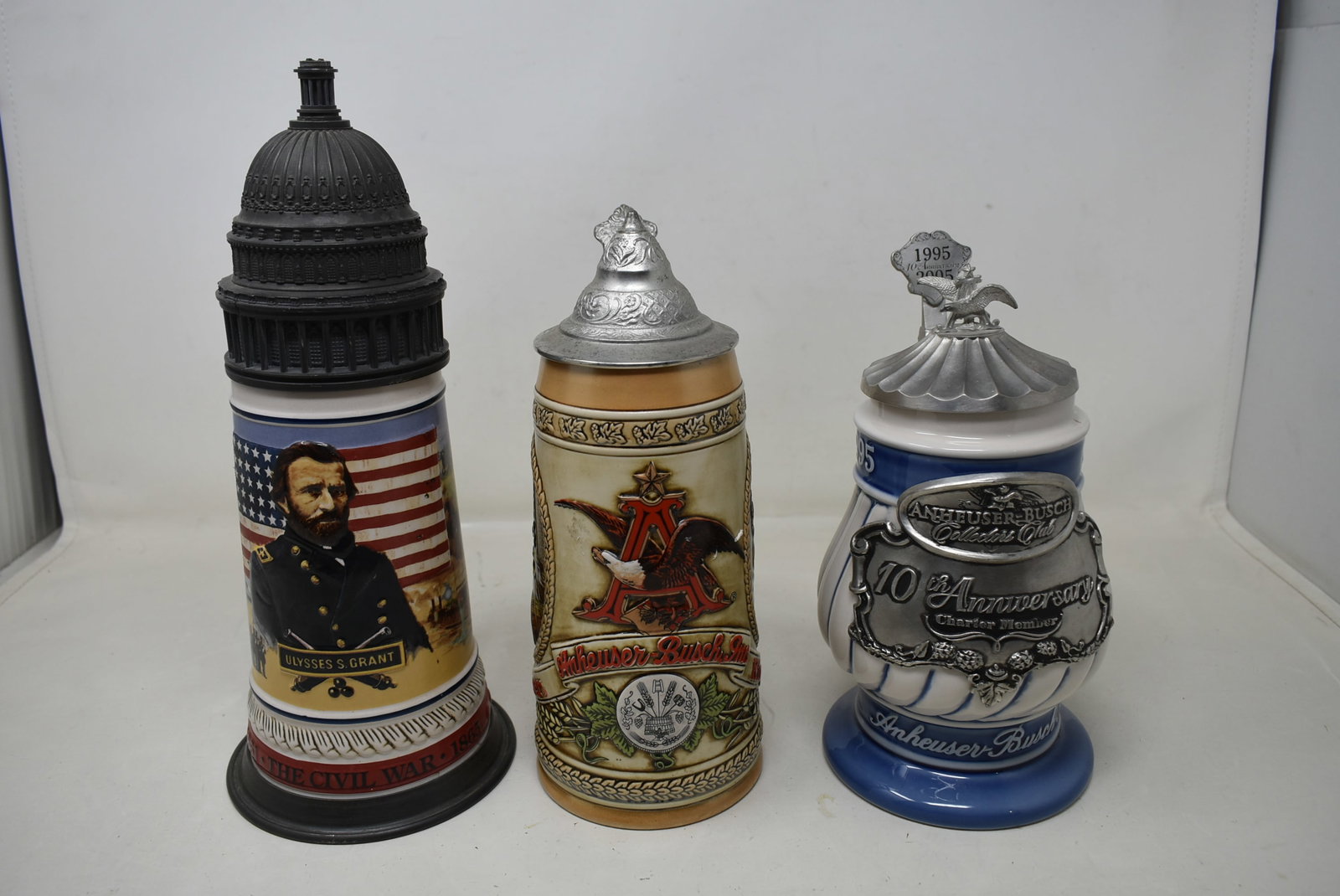 Group of 3 Budweiser Anheuser-Busch Lidded Beer Steins (1 of 7)
