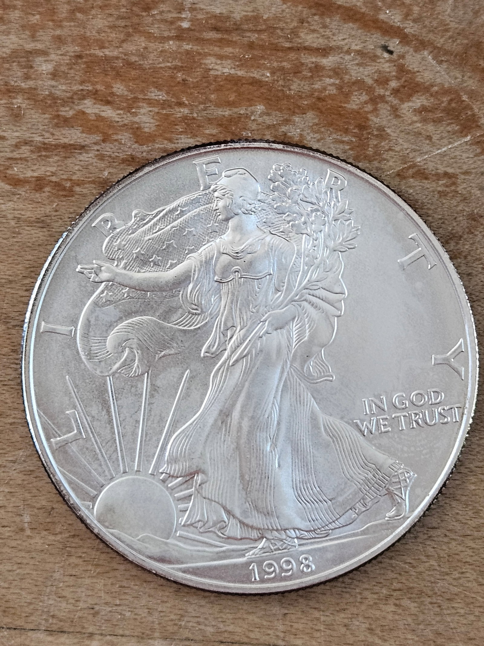 1998 1oz American Silver Eagle: 1998 1oz American Silver Eagle.