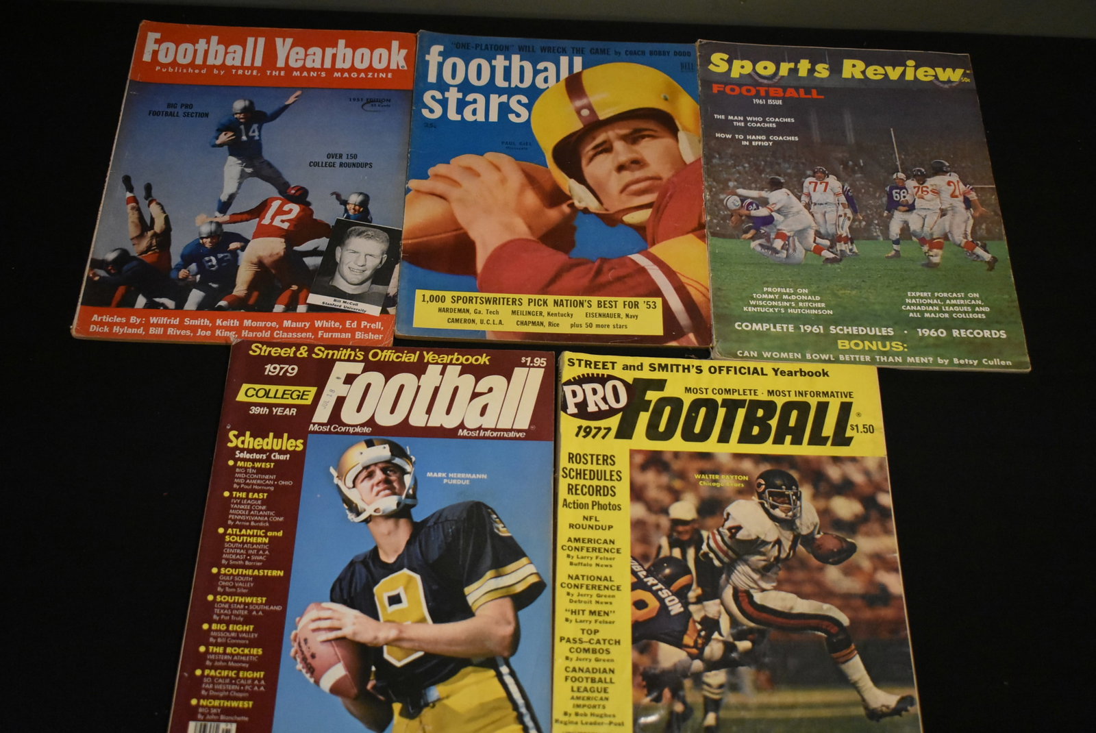 Group of 5 1950s-1970s Football Magazines: A Group of 5 Vintage 1950s-1970s Football Magazines. Light wear.