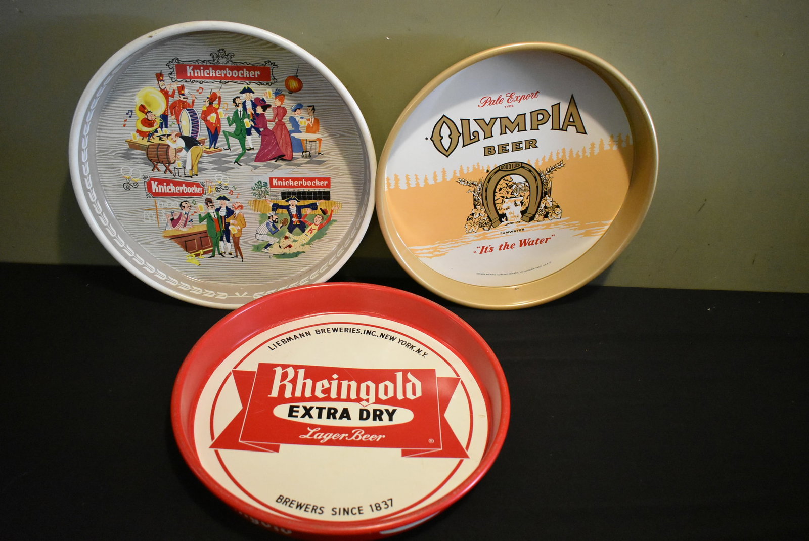 3 Beer Trays Rheingold, Olympia, Knickerbocker 13" (1 of 3)