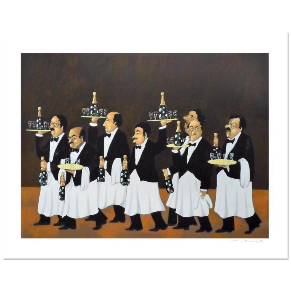 Guy Buffet - Flower Bottle Brigade: Guy Buffet (b. 1943, France) - "Flower Bottle Brigade" (1999) is a limited edition serigraph on paper by Guy Buffet. It is numbered (HC 60/75) and hand-signed by the artist. It comes with a Certificat