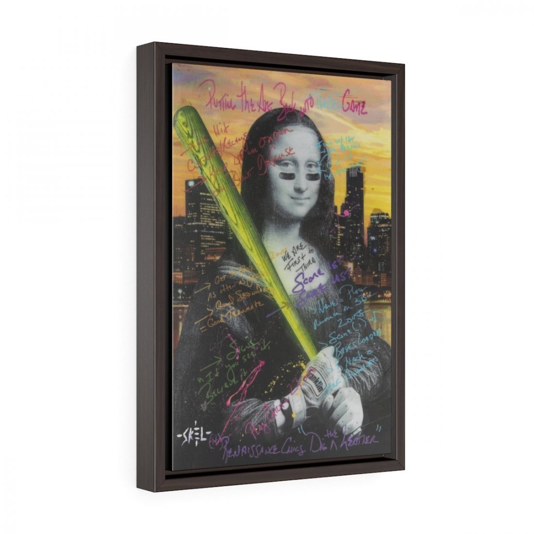 Madden Art - Mona Lisa: Mona Lisa from Maddon Art ("Put the Art Back in Thee Game") and artist, Jason Skeldon for The Art of Baseball Collection - The image depicts Mona Lisa, ready to bat in a baseball game. She is gripping