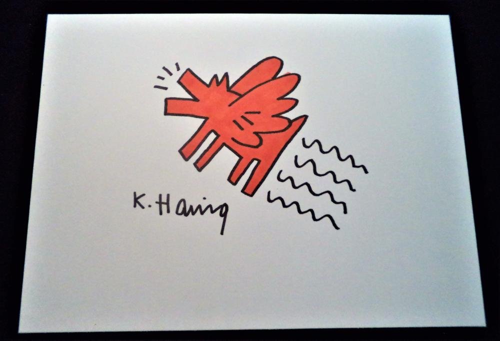 Keith Haring (In the Style of) - Four Signed Drawings: (n the Style of) Keith Haring (1958 -1990) Four different 9" x 12" drawings on card stock signed "K Haring". To our knowledge, these are NOT original Haring drawings or signatures and no such claim is