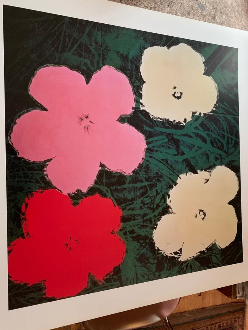 Andy Warhol - Flowers: Andy Warhol - "Flowers I" is an unframed, unsigned offset lithograph based on Warhol's iconic "Flowers" series first exhibited in 1964. It measures 23.5" x 23.5."