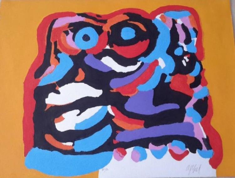 Karel Appel - "Da Gele Oliphant" (The Yellow Elephant): Christiaan Karel Appel (1921-2006, Dutch) "Da Gele Oliphant" (The Yellow Elephant) was created circa 1975. This carborundum etching lithograph is hand signed/numbered (35/50) by the artist in pencil. 