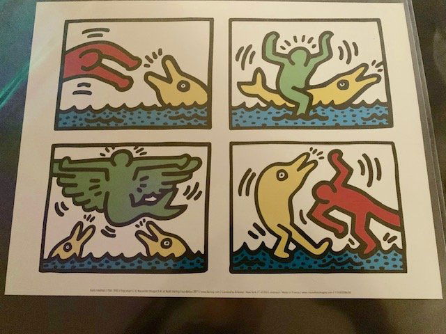 Keith Haring - 3 Offset Lithographs: From the Haring Foundation, "Pop Shop V" 15.5"x12" , "Heart" 12"x12" and "Untitled 1989" 12"x12". Official inscription at the bottom of each piece. All three unframed.