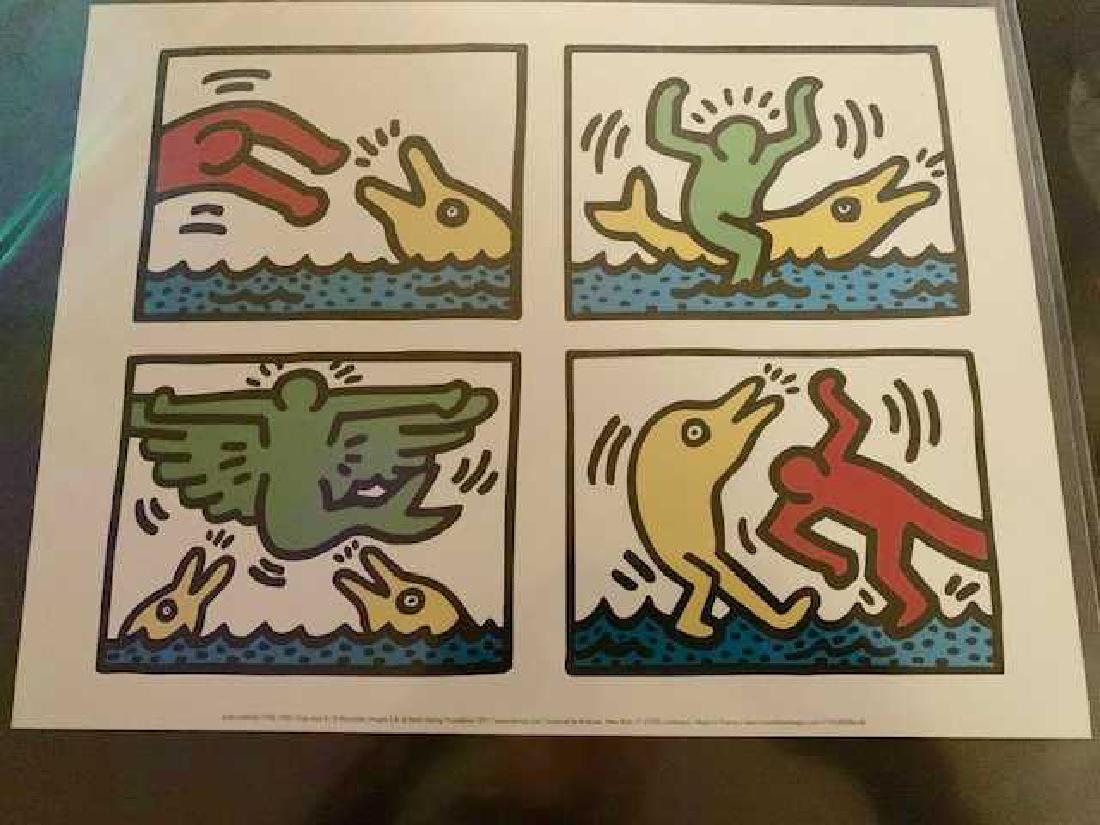 Keith Haring - 3 Offset Lithographs: From the Haring Foundation, "Pop Shop V" 15.5"x12" , "Heart" 12"x12" and "Untitled 1989" 12"x12". Official inscription at the bottom of each piece. All three unframed.