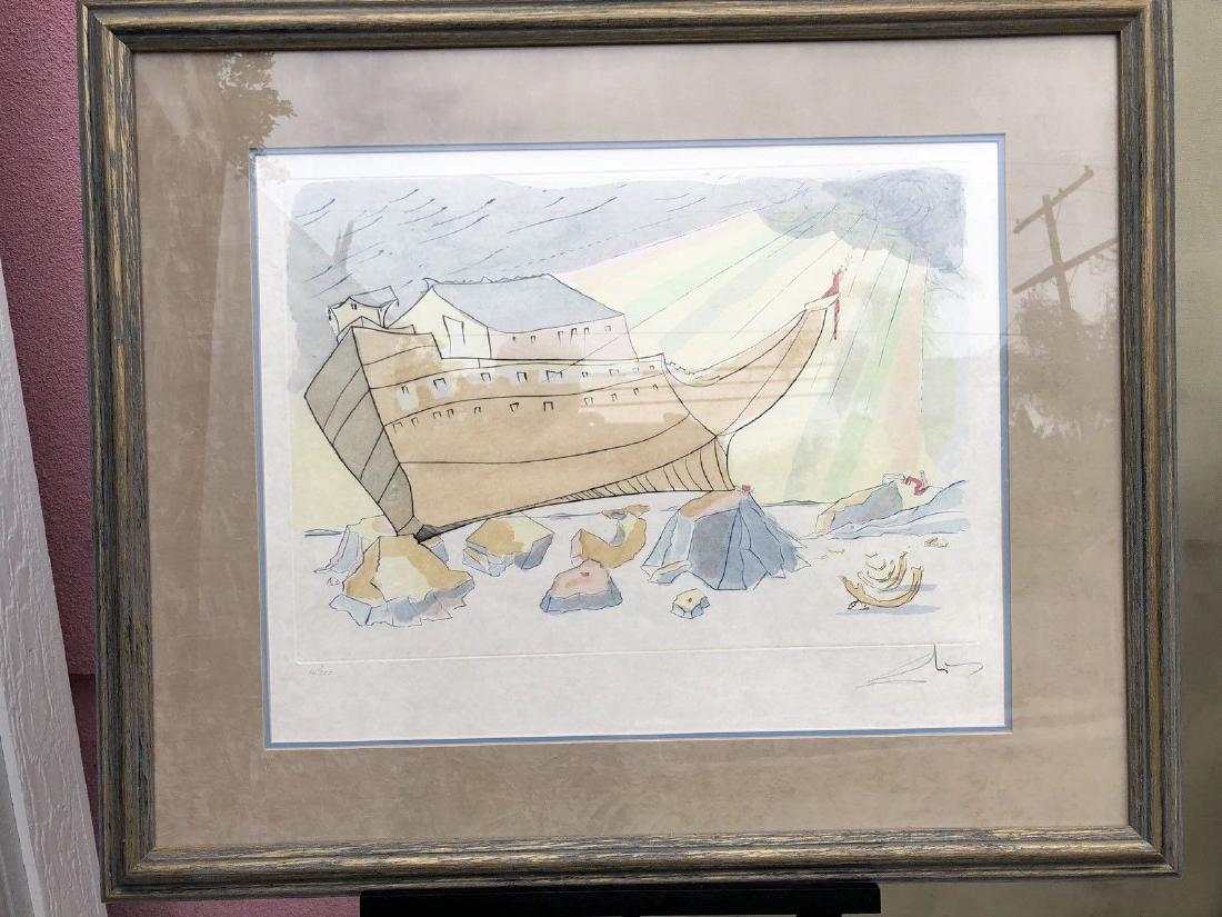 Salvador Dali - Noah's Ark: Salvador Dali (1904-1989) - "Noah's Ark" is from the Historical Heritage Suite, an Intaglio Etching and Color Pochoir on Arches Paper, signed at lower right, and numbered (16/300) at lower left in pen