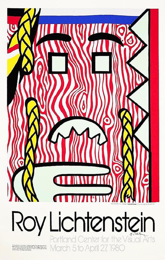 Roy Lichtenstein - Head with Braids: Roy Lichtenstein (1923 - 1997, American) "Head with Braids" - Exhibition Poster (1980) for "Portland Center for the Visual Arts, Portland, Ore., Roy Lichtenstein: Recent Paintings and Sculptures, Marc