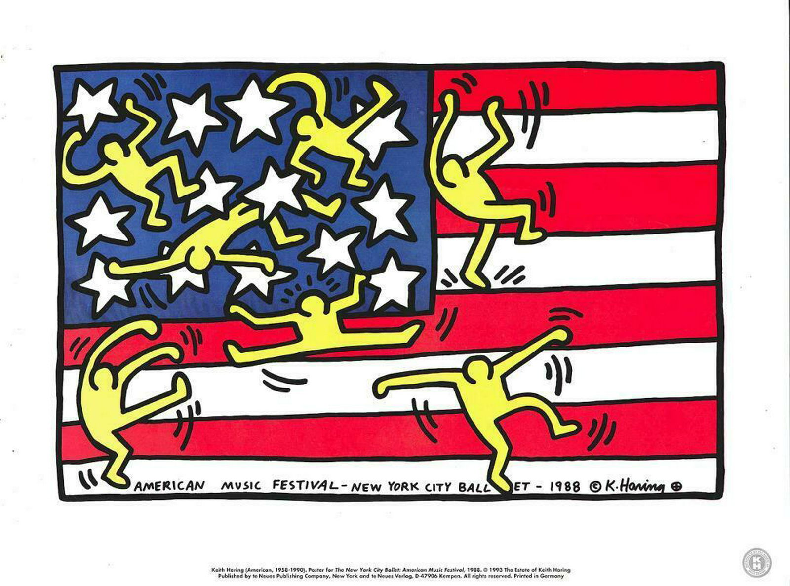 Keith Haring - American Flag (Untitled): Keith Haring (1958 - 1990) Untitled American Flag - This image was part of the Keith Haring Printbook (1993.) It was created as a flyer for the "American Music Festival" - New York City Ballet (1988.)