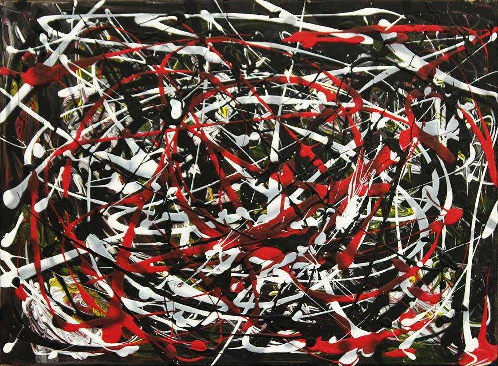 Jackson Pollock - Original Oil Drip (In the Style of): In the Style of JACKSON POLLOCK - Original Abstract Drip-Art Oil on Canvas, created as an homage to the legendary artist, Jackson Pollock. This piece is actually signed on the reverse by the maker, S.