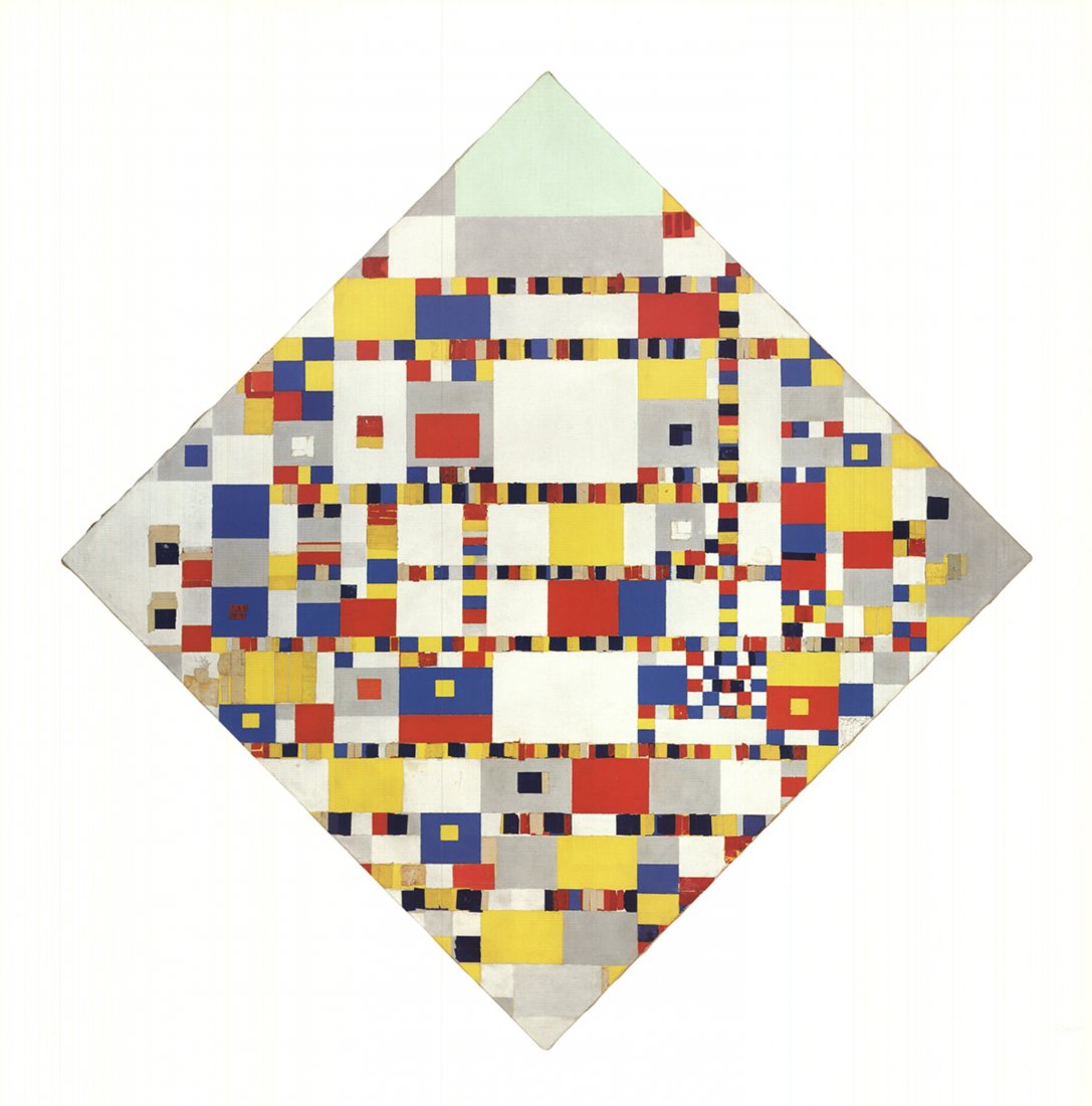 Piet Mondrian, Victory Boogie Woogie: Piet Mondrian (1872-1944, Dutch) "Victory Boogie Woogie (No text)" (1986) This is an unsigned, unframed, offset lithograph from an unknown edition size. It was printed for the Netherlands art museum (