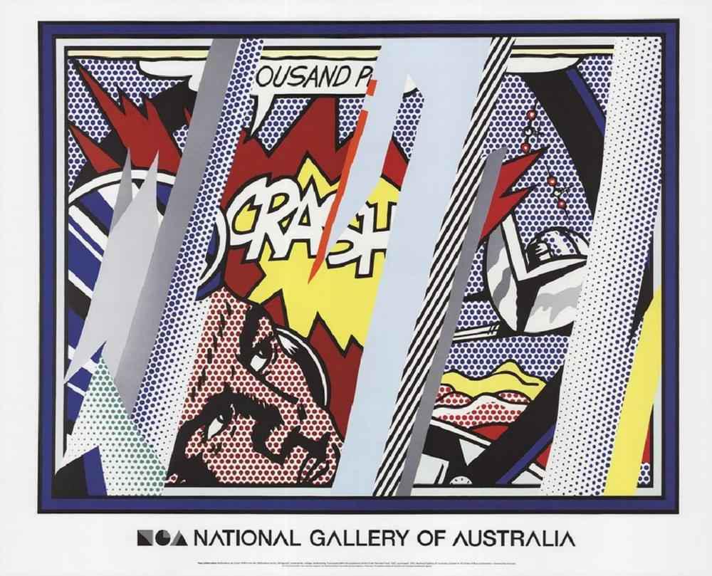 Roy Lichtenstein-Reflections on Crash: ROY LICHTENSTEIN (Oct. 27, 1923 - Sept. 29, 1997, USA) is one of the best selling Pop Artists of All-Time. The piece is 'Crash' from the "Reflections" series. The original 1990 image, "Reflections on