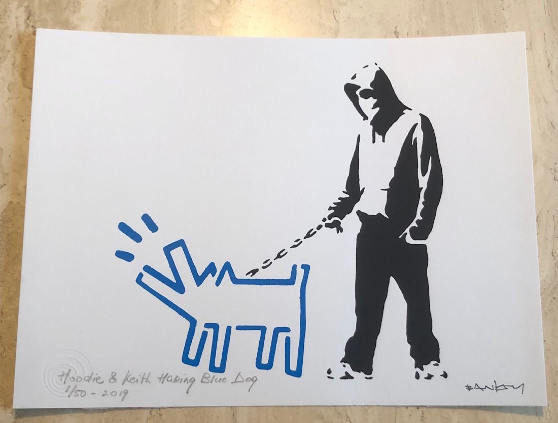 Banksy (After) - "Hoodie and Keith Haring Blue Dog" (1 of 3)