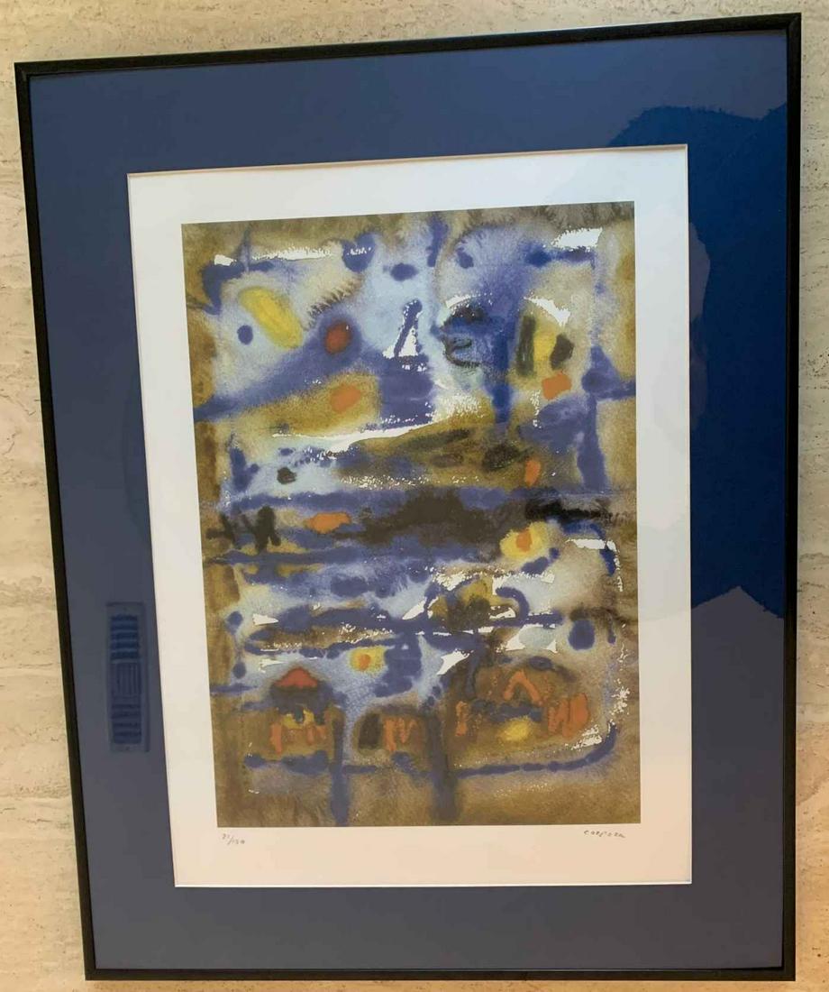 Antonio Corpora - Abstraction: Antonio Corpora (1909 - 2004, Tunisian/Italian) "Abstraction” is a limited edition (21/150) color lithograph that is hand-signed by the artist in pencil in the margin. Corpora's artistic language is