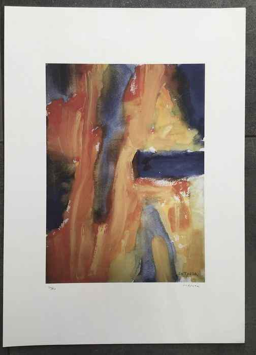 Antonio Corpora - Abstraction: Antonio Corpora (1909 - 2004, Tunisian/Italian) "Abstraction” is a limited edition (30/150) color lithograph that is both signed in the plate and hand-signed by the artist in pencil. There is a stam