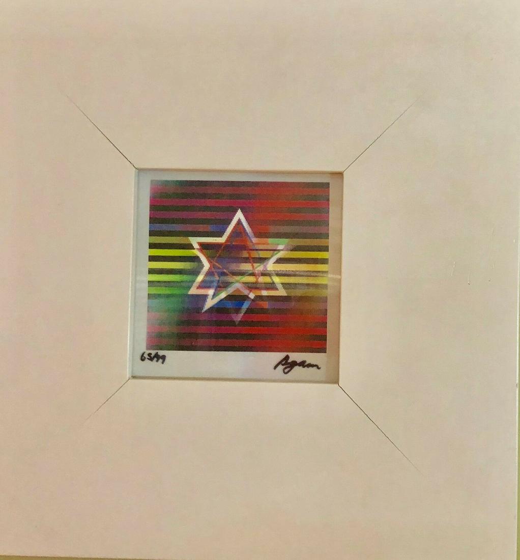 Yaacov Agam, "Star of David": Yaacov Agam (nee Yaakov Gipstein- b. 1928) "Star of David" a/k/a "Two Stars (Small)" is by the Israeli artist known as a pioneer of the kinetic movement. This work (circa 2000) consists of painted str