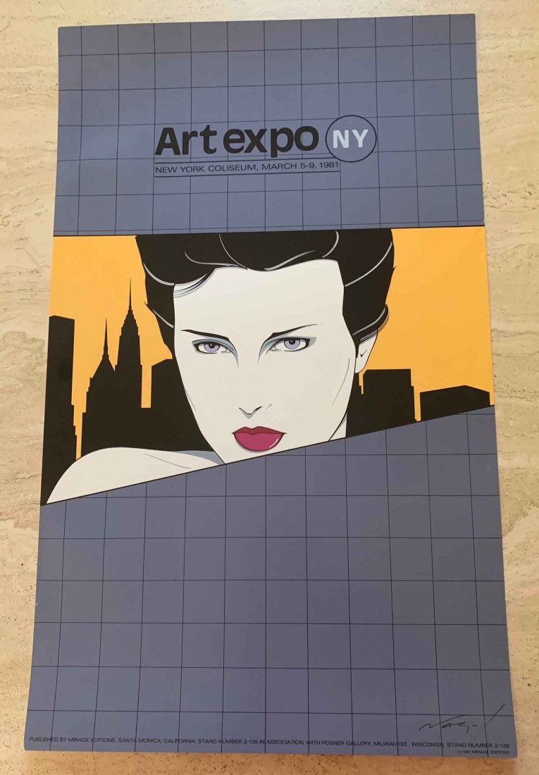 Patrick Nagel - Art Expo NY Poster: Patrick Nagel (1945 – 1984, American) “Art Expo NY” Poster (1981) This poster was created by the artist to advertise the NY Art Expo held at the New York Coliseum, March 5-9, 1981. It measures 2