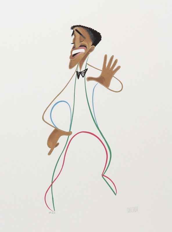 Al Hirschfeld - "Broadway Sammy" (Davis, Jr.): Al Hirschfeld (1903 - 2003, American) - Sammy Davis Jr ("Broadway Sammy") Hand-Signed, Limited-Edition (250/300) Lithograph created by the King of Caricature and published in 2000. The matted and fram