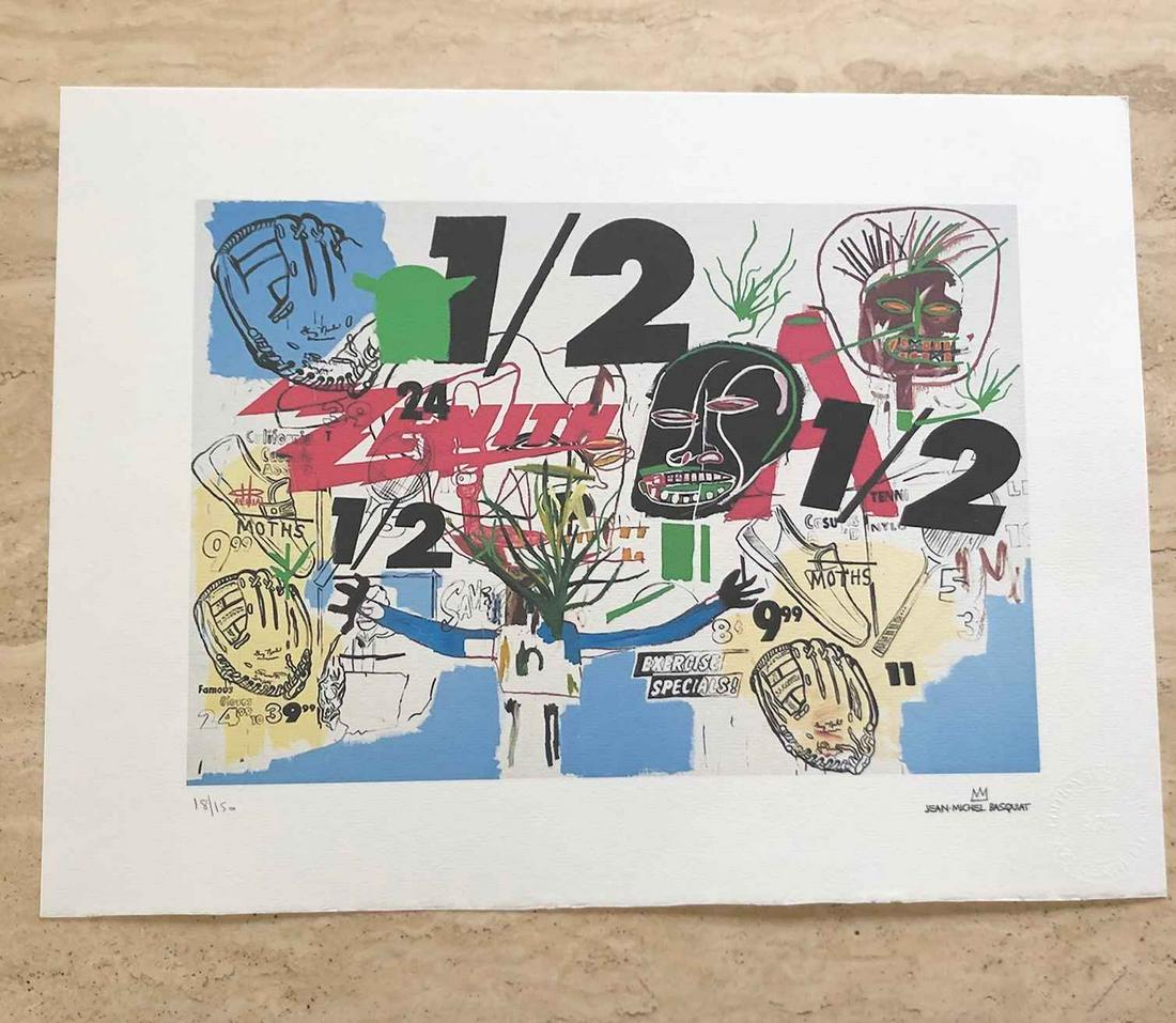 Jean-Michel Basquiat - Untitled (Zenith 1/2): (After) Jean-Michel Basquiat (1960 – 1988) and Andy Warhol (1928 – 1987); “Untitled (Zenith 1/2)” This reproduction is a limited edition (18/150) lithograph with a printed signature and monike
