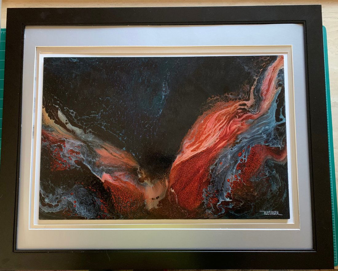 Leonardo Nierman - The Wave: Leonardo Nierman (b. 1932, Mexico) “The Wave” is an oil painting on Masonite signed by the artist in the lower right. The image measures 16 x 24 inches, and the work has been mounted and is surrou