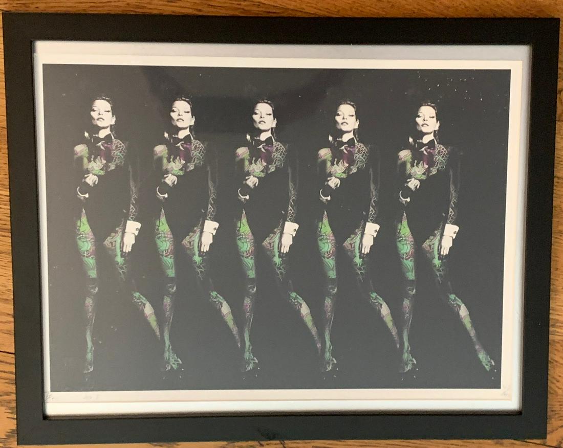 DEATH NYC - Kate Moss - Tattoo Playboy Bunny (Green 5): DEATH NYC (b. 1979, American) “Kate Moss - Tattoo Playboy Bunny (Green 5)” (2013) - Limited edition screen print in color on fine art paper, hand signed/dated in the lower left, and numbered 47/10