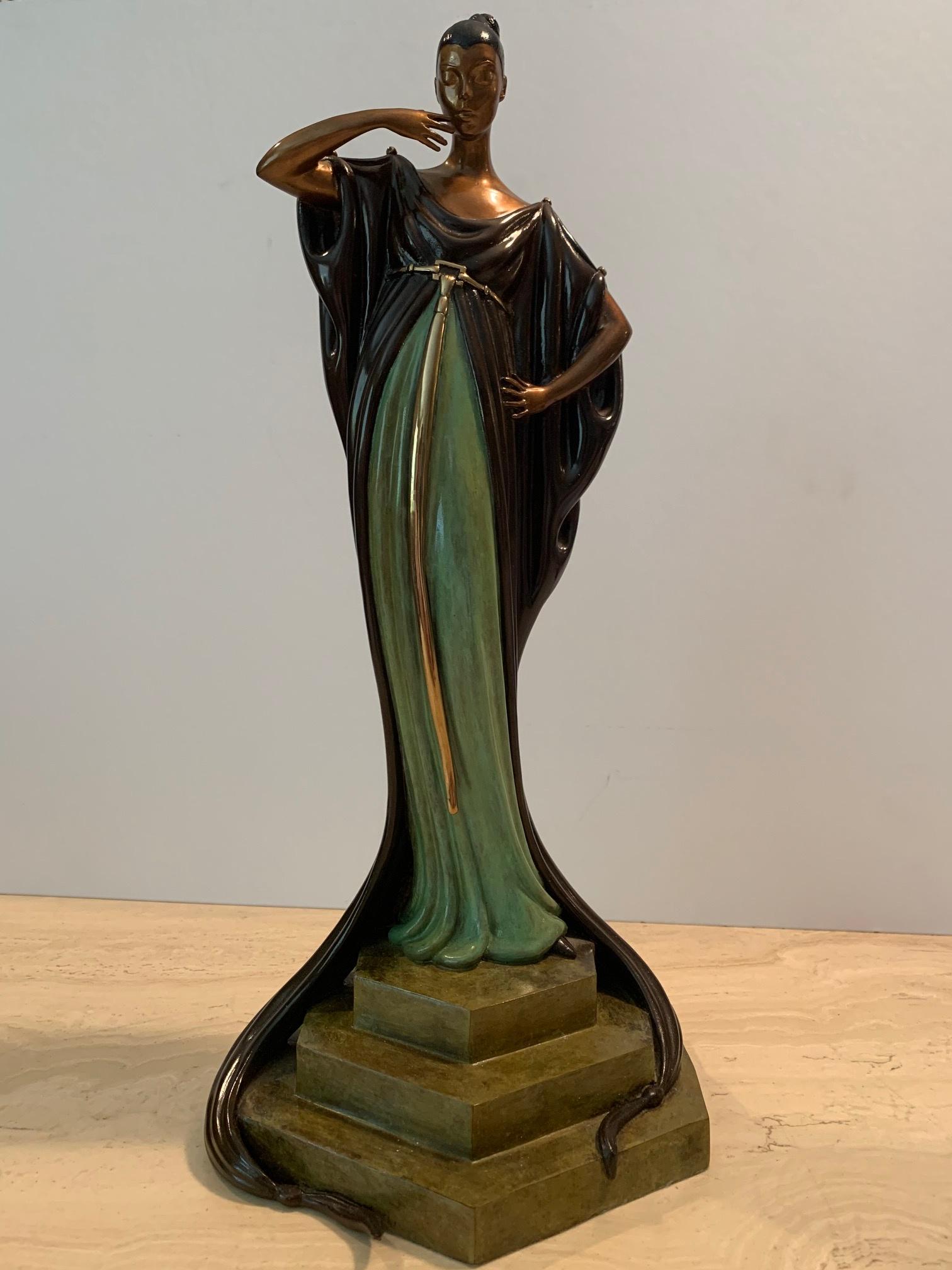 Erte - An Evening in 1922: Erte (1892 – 1990, Russian/French) “An Evening in 1922” - Limited Edition polychrome cold-painted hand cast bronze sculpture, using the lost wax process, with hand applied patination and embelli