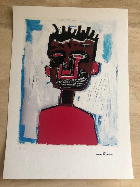 Jean-Michel Basquiat (After) - Self Portrait: (After) Jean-Michel Basquiat (1960-1988) â€œSelf Portrait” - This reproduction is a limited edition (2/150) lithograph with the printed signature/moniker of Basquiat. It is based on the neo-