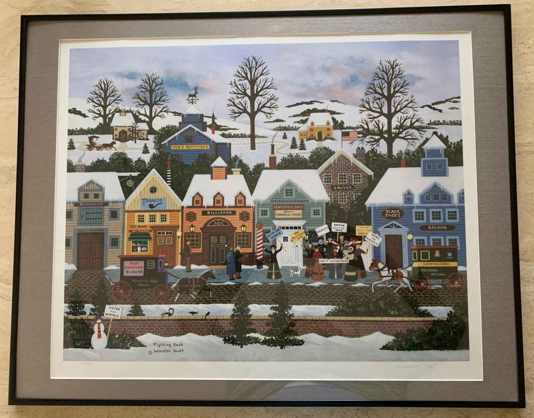 Jane Wooster Scott "Fighting Back": Jane Wooster Scott, â€œFighting Back” (1997) - Limited Edition Lithograph on Paper, Numbered 11/995, Hand Signed by the Artist. Reproduction after the Original Painting or Drawing. The sheet