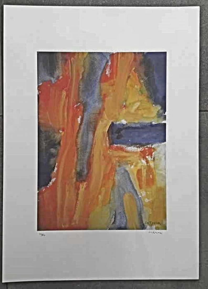 Antonio Corpora "Abstraction II": Antonio Corpora (1909 â€“ 2004, Tunisian/Italian) â€œAbstraction” is a limited edition (30/150) color lithograph that is both signed in the plate and hand-signed by the artist in pencil