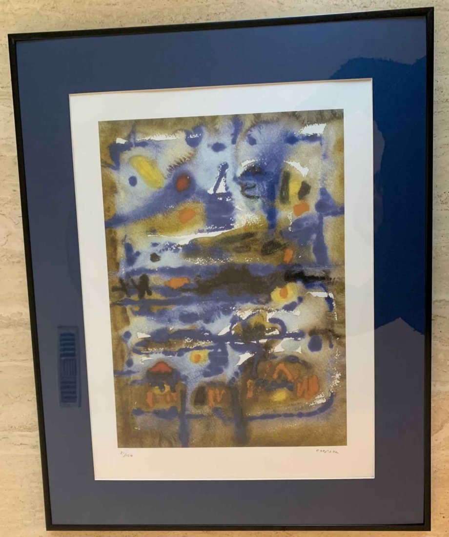 Antonio Corpora "Abstraction": Antonio Corpora (1909 â€“ 2004, Tunisian/Italian) â€œAbstraction” is a limited edition (21/150) color lithograph that is hand-signed by the artist in pencil in the margin. Corporaâ€�