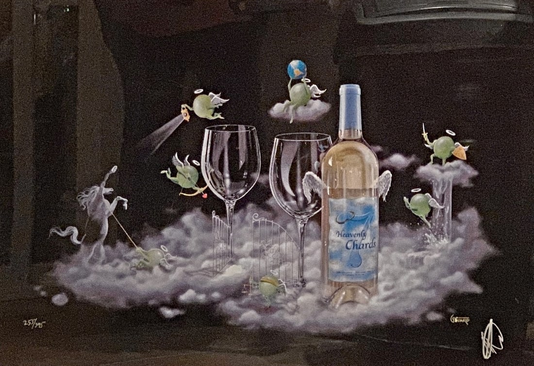 Michael Godard - 7 Heavenly Chards: Michael Godard (b. 1963, American) “7 Heavenly Chards" (circa 2004-2005) Fine art limited-edition color giclee, signed and numbered (255/395) in silver ink. The image measures 13.5 x 29 inches, and