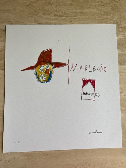 Jean-Michel Basquiat - (After) Marlboro Man: (After) Jean-Michel Basquiat (1960 – 1988) “Marlboro Man” (1981) This reproduction is a limited edition (6/150) lithograph on Arches paper hand numbered in pencil and with imprinted signatur