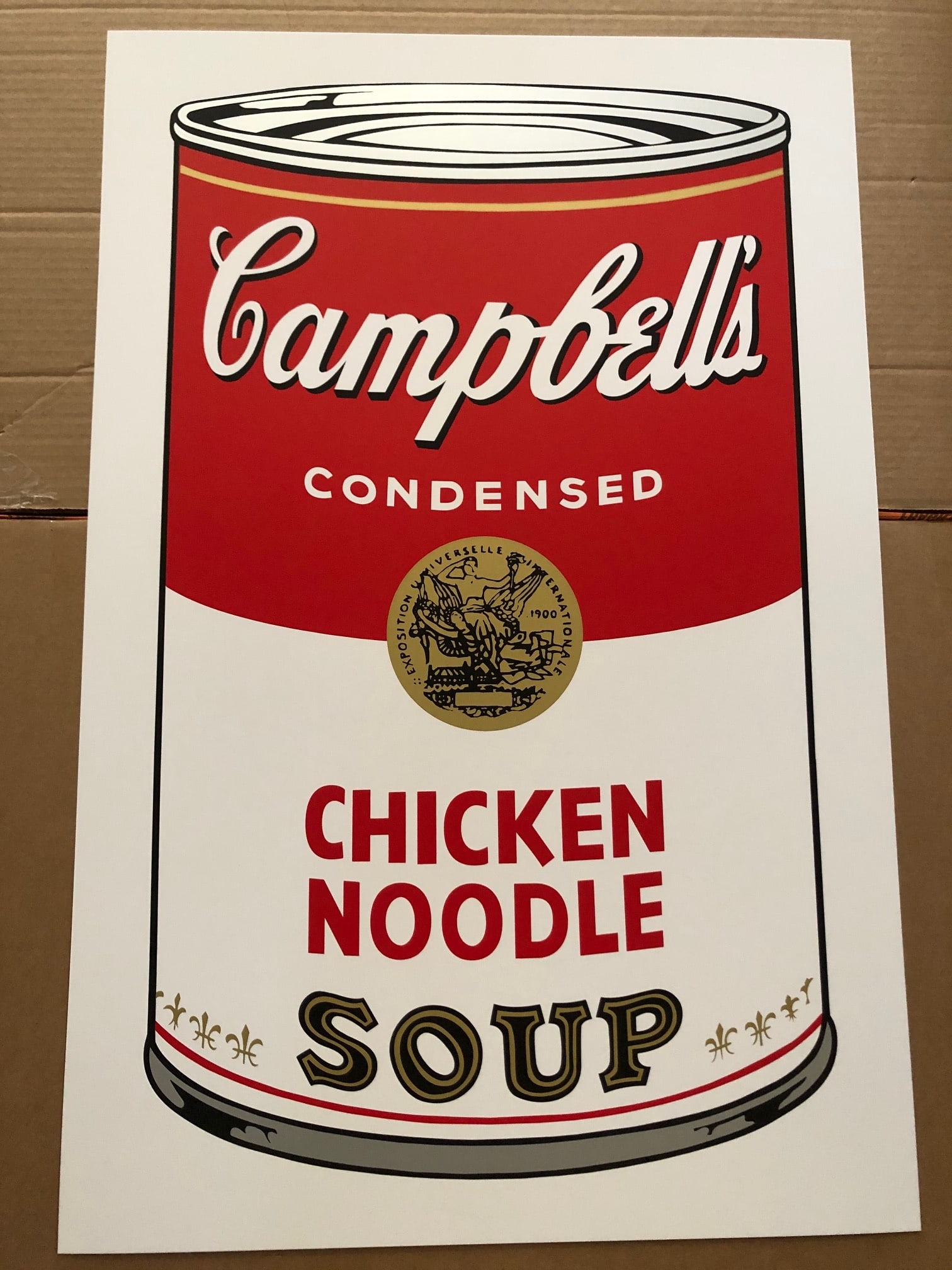 Andy Warhol - Campbell's Soup - Chicken Noodle: (After) Andy Warhol (1928 – 1987, American), “Campbell’s Soup Can 11.45" (Chicken Noodle) – Open edition silk screen print on museum board published by Sunday B. Morning. The unframed work of 