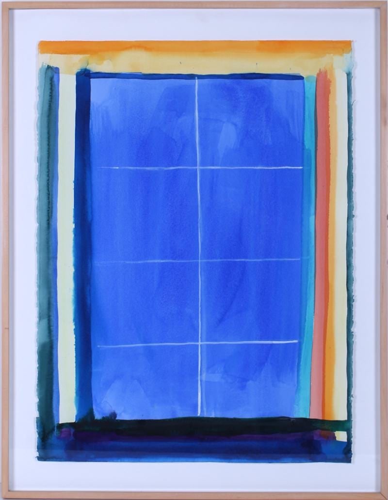 Ann Thornycroft - Untitled 53 - Blue: Ann Thornycroft (b. 1944, British/American) Untitled 53-Blue (1987) Original and unique watercolor painting on paper, signed and dated by the artist in pencil in the lower right. The 30 x 22- inch ima