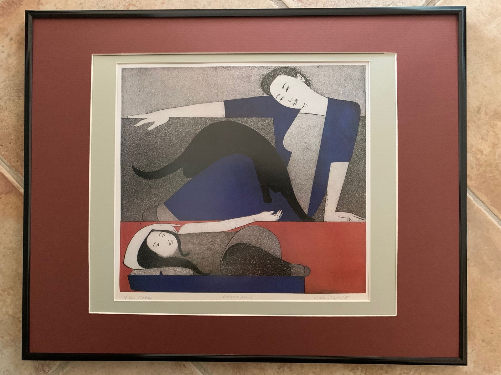 Will Barnet - Blue Robe: (After) Will Barnet (1911-2012, American) “Blue Robe" - This work of art is a reproduction from a book of Barnet’s work; at the bottom is the title, ‘Artist’s Proof’ designation, and a signa