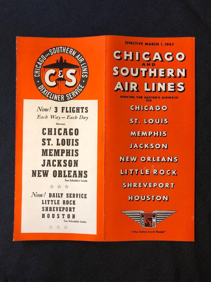 Chicago and Southern Air Lines System Timetable 3/1/43 (1 of 4)