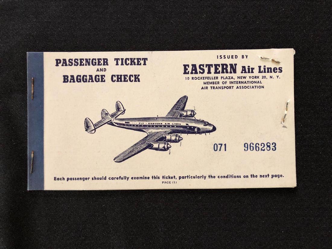 Eastern Airlines 1952 Passenger Ticket and Baggage Chec (1 of 5)