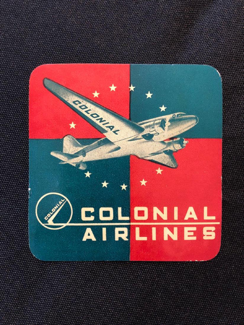 Colonial Airlines Douglas DC-3 1940's Luggage Sticker / (1 of 3)