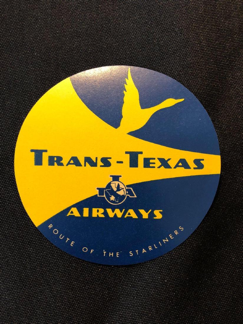 Trans-Texas Airways Sticker / Decal / Luggage Label: Trans-Texas Airways Blue and Yellow Sticker / Decal / Luggage Label