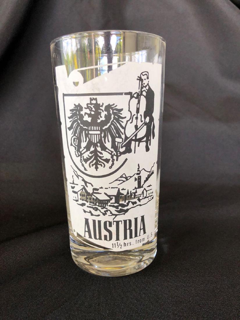 Pan Am Austria Mid Century Souvenir Tumbler / Glass Whi: Approx. 5 1/2"