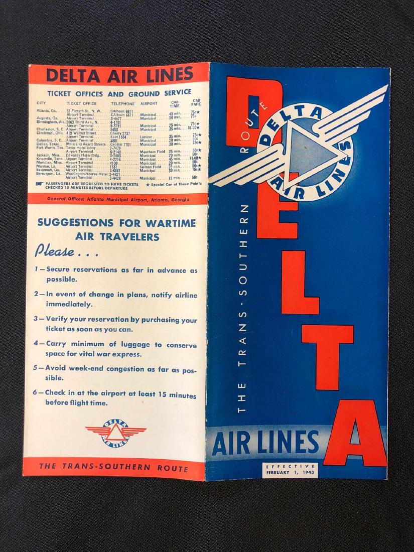 Delta Air Lines System Timetable 2/1/43 (1 of 4)
