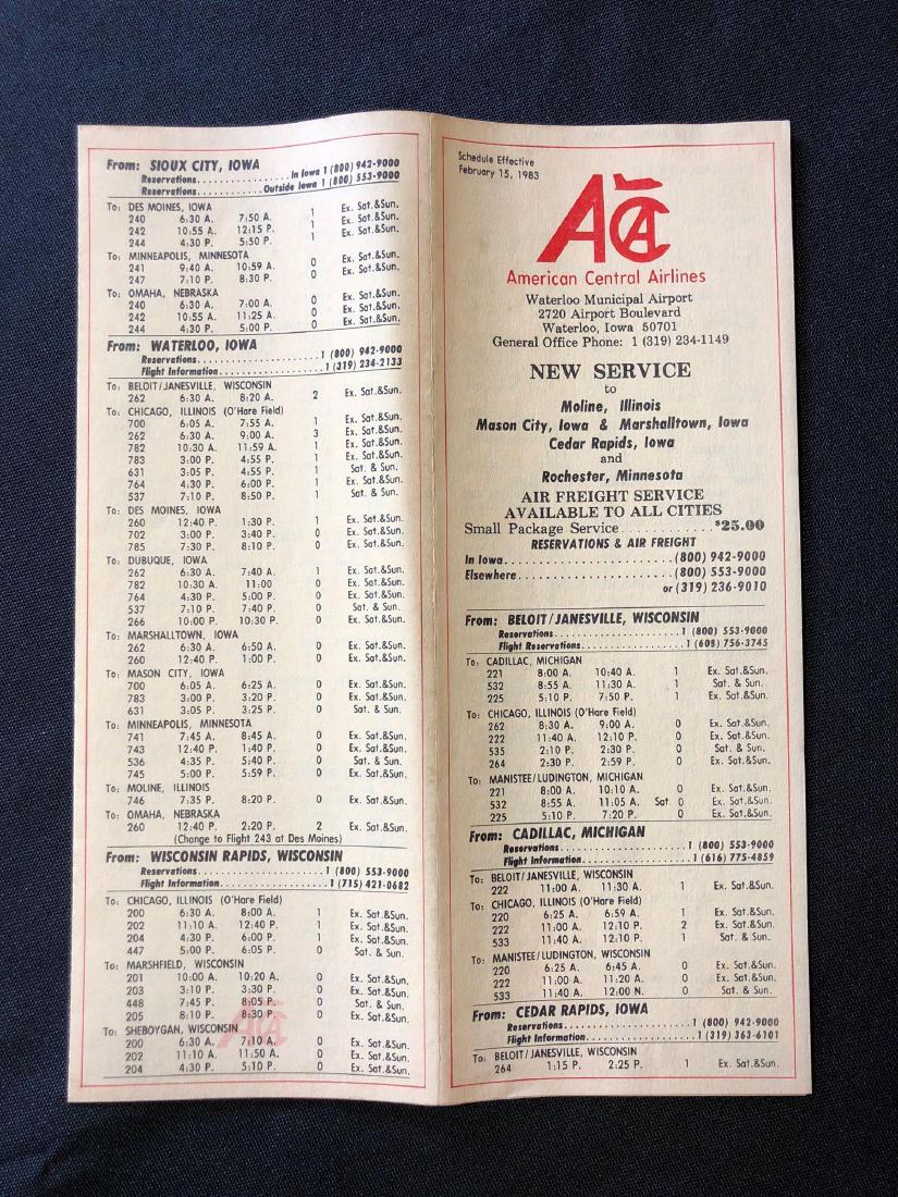 American Central Airlines System Timetable 2/15/83 (1 of 4)