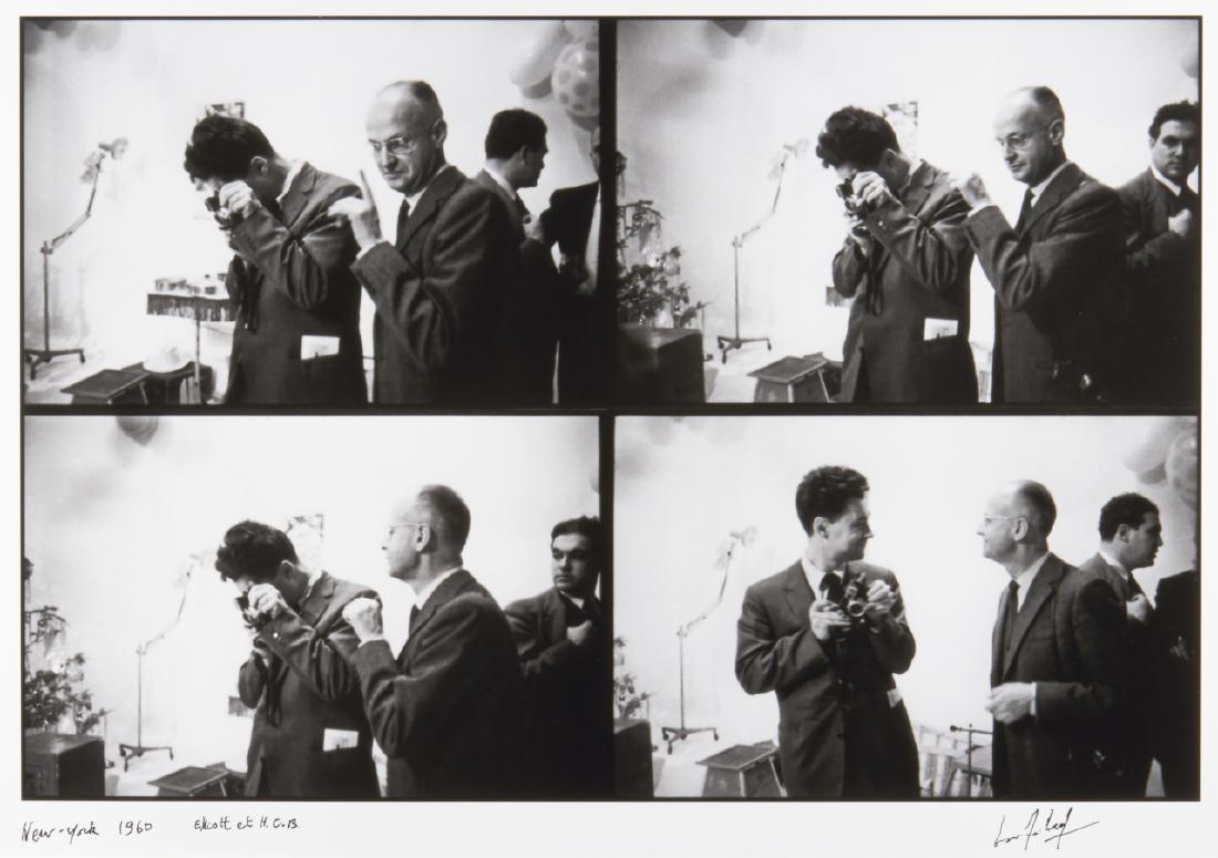 MARC RIBOUD (1923–2016) *: Henri Cartier-Bresson and Elliott Erwitt, New York 1959 Gelatin silver print 29,5 x 44,4 cm Printed in the 2000s, signed, annotated and dated by the photographer in ink in the margin; his Paris studio