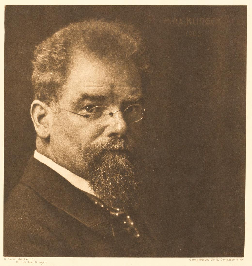 NICOLA PERSCHEID (1864–1930): NICOLA PERSCHEID (1864–1930) | Max Klinger, Germany, Berlin 1902 Image Size: 16,6 x 16,1 cm English: Photogravure, in very good condition. Titled and dated in the image upper right, typographica