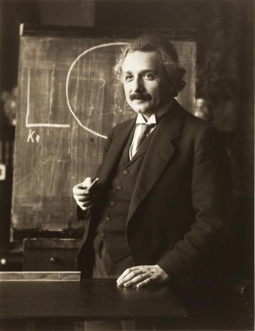 FERDINAND SCHMUTZER (1870–1928): FERDINAND SCHMUTZER (1870–1928) | Albert Einstein, Austria, Vienna, January 1921 Image Size: 24 x 18 cm English: Gelatin silver print from the original glass negative, printed in 2001 on double-