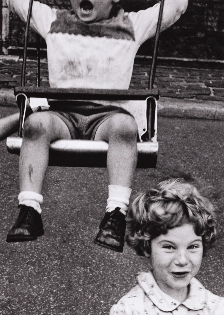 WILLIAM KLEIN (1928–2022): WILLIAM KLEIN (1928–2022) | 'Boy on swing + simpering girl', New York City, USA 1955 威廉·克莱因 (1928–2022) | 《荡秋千的&#