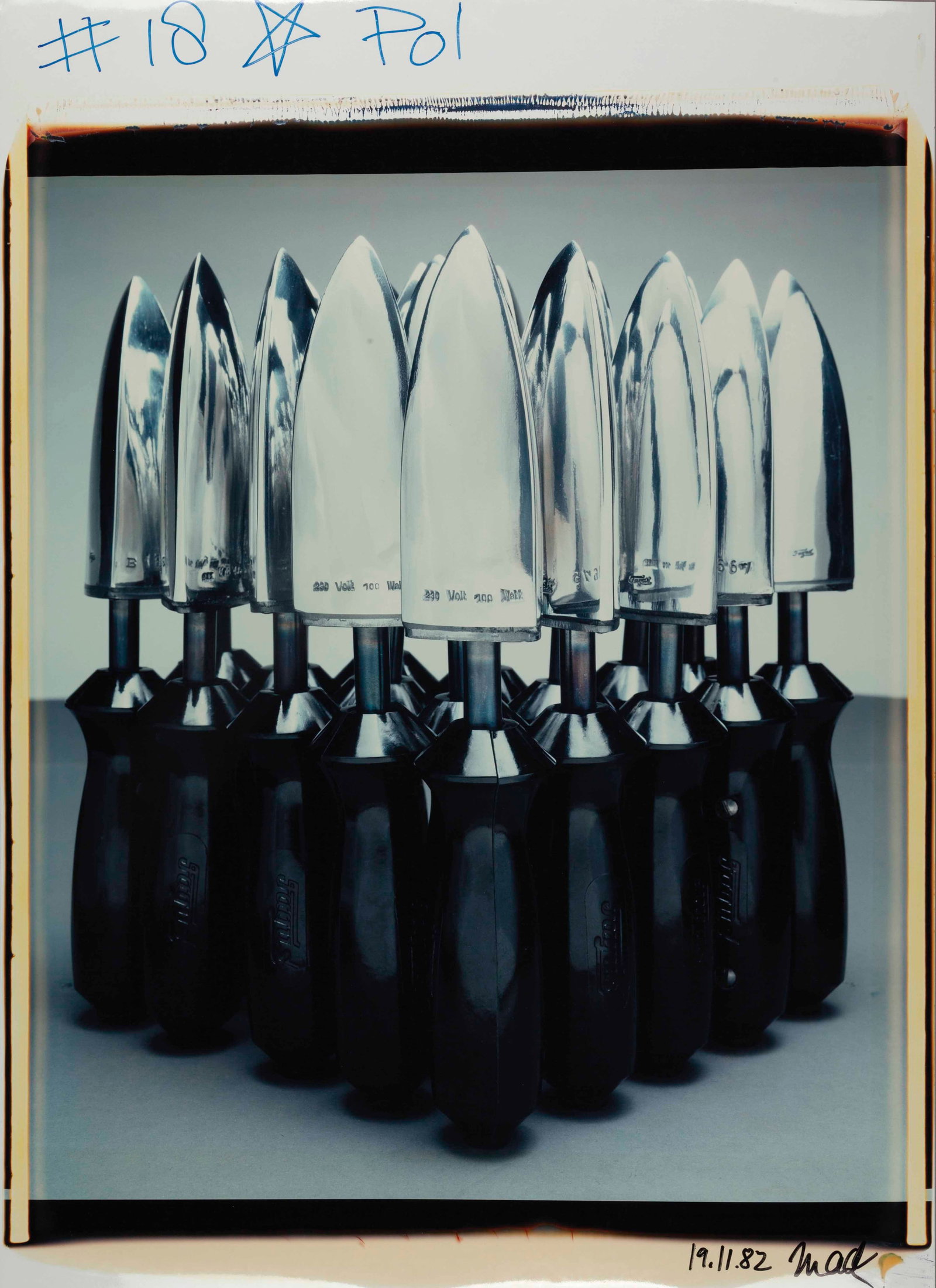 ULRICH MACK (1934–2024): ULRICH MACK (1934–2024) | Irons of the Fagus works in Alfeld (homage to Albert Renger-Patzsch), November 19, 1982 Image size: 61 x 52 cm English Unique Polaroid Polacolor 20x24 inch, c. 78 x 56