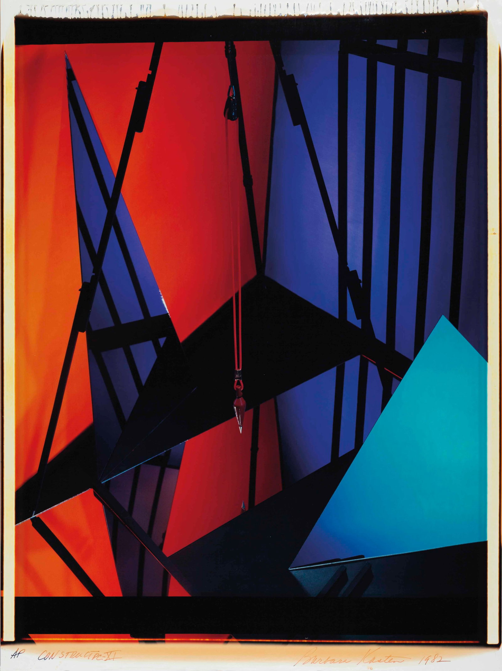 BARBARA KASTEN (*1936): BARBARA KASTEN (*1936) | Construct PC-XI', 1982 Image size: 61.5 x 52 cm English Unique Polaroid Polacolor 20x24 inch, c. 74.5 x 56 cm, in excellent condition. Annotated "AP", titled, signed and dated