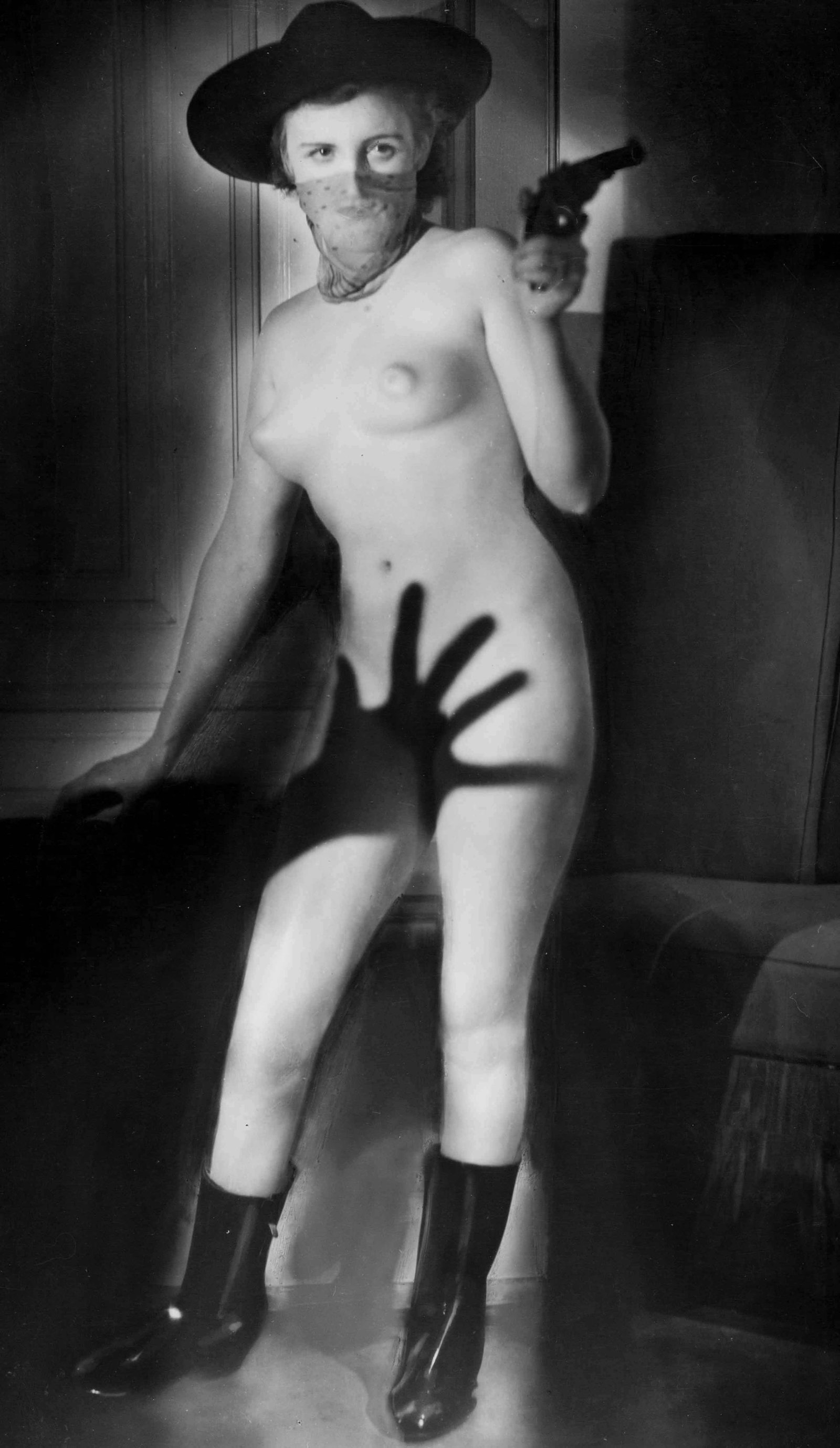 OLGA WLASSICS (1895–1969): OLGA WLASSICS (1895–1969) | 'The black hand', Vienna 1950 Image Size: 22.7 x 13.3 cm English Vintage gelatin silver print in very good condition. Photographer's "Foto Wlassics" copyright stamp, 